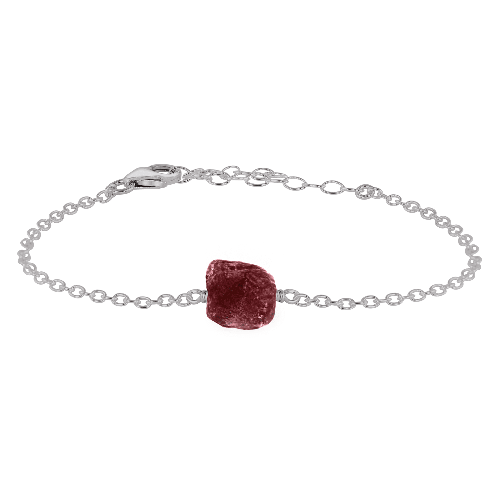 Raw Earth Red Ruby Crystal Nugget Bracelet - Raw Earth Red Ruby Crystal Nugget Bracelet - Stainless Steel - Luna Tide Handmade Crystal Jewellery