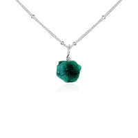 Raw Crystal Pendant Necklace - Emerald - Sterling Silver Satellite - Luna Tide Handmade Jewellery