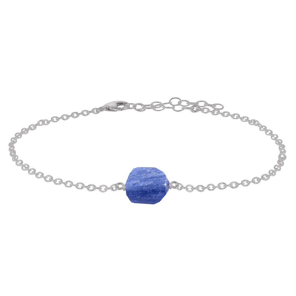 Raw Kyanite Crystal Nugget Anklet - Raw Kyanite Crystal Nugget Anklet - Stainless Steel - Luna Tide Handmade Crystal Jewellery