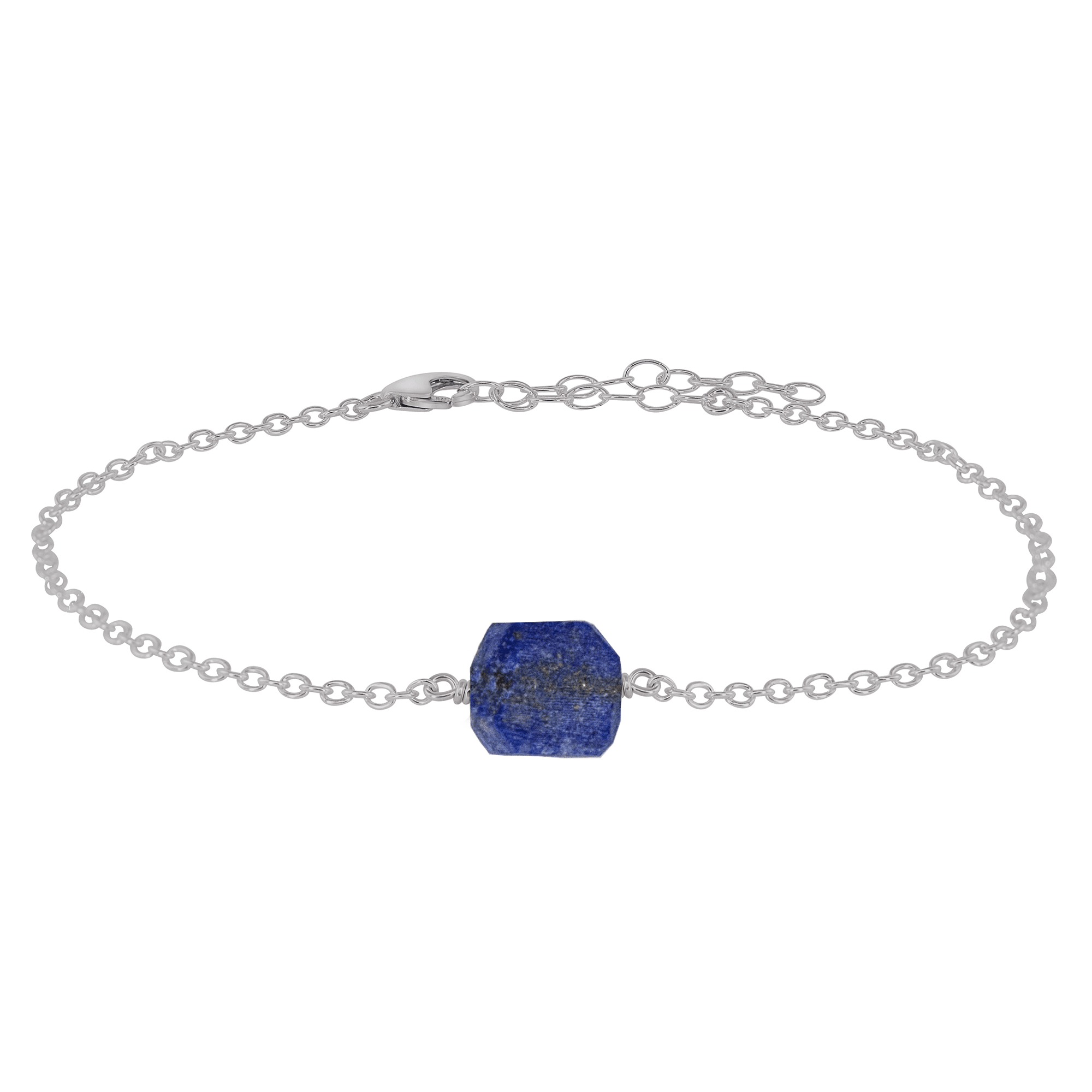 Raw Lapis Lazuli Crystal Nugget Anklet - Raw Lapis Lazuli Crystal Nugget Anklet - Stainless Steel - Luna Tide Handmade Crystal Jewellery