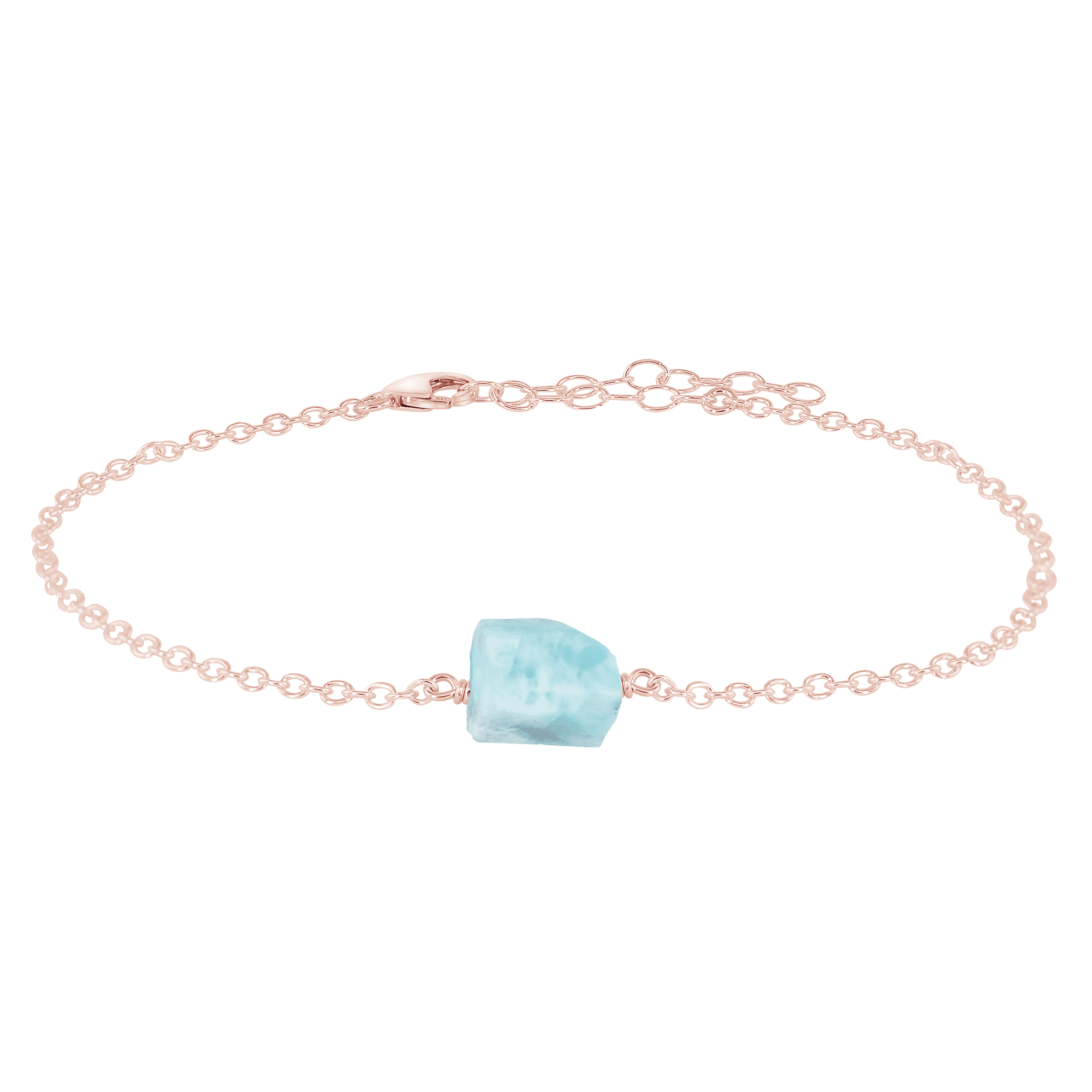Raw Larimar Crystal Nugget Anklet - Raw Larimar Crystal Nugget Anklet - 14k Rose Gold Fill - Luna Tide Handmade Crystal Jewellery