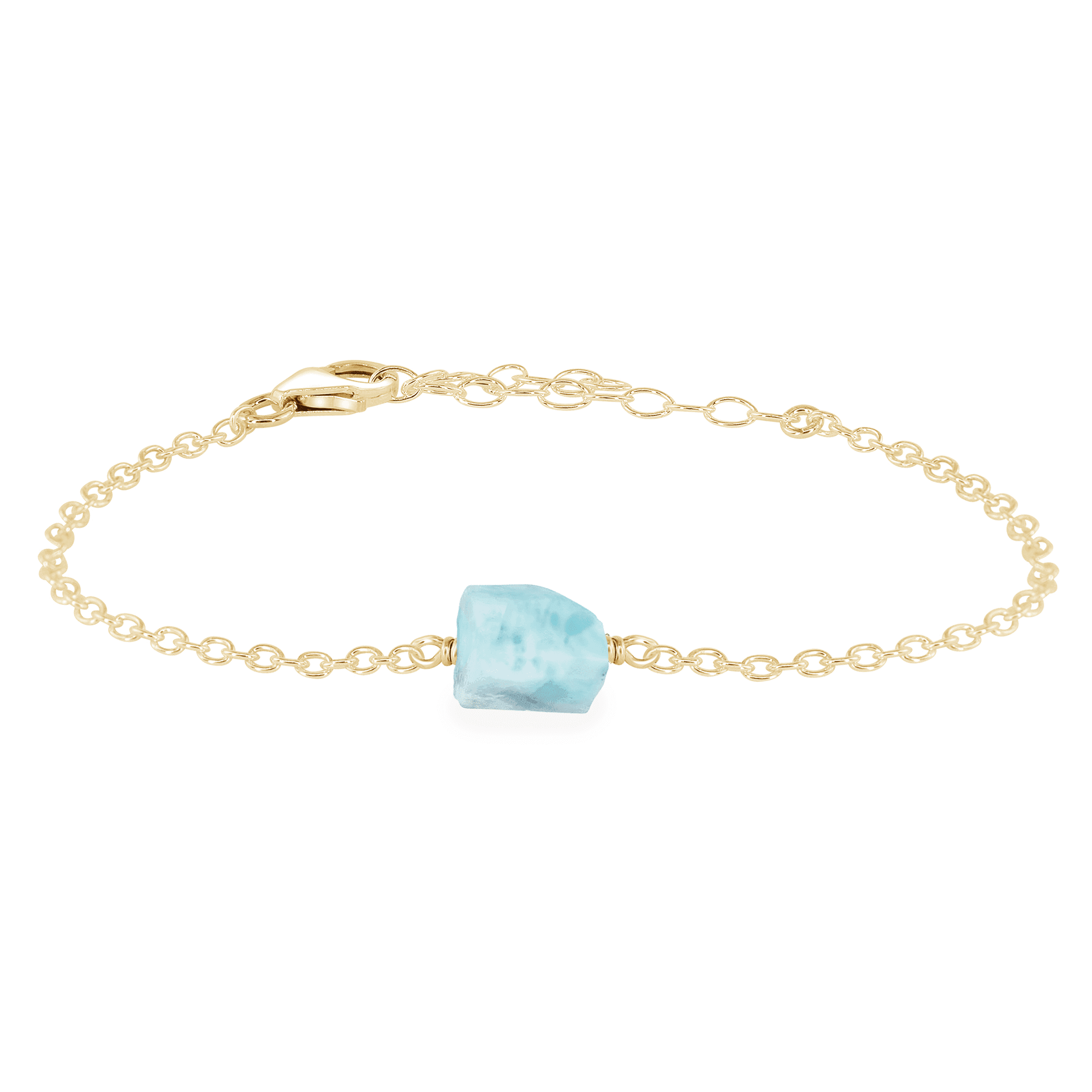 Raw Larimar Crystal Nugget Bracelet - Raw Larimar Crystal Nugget Bracelet - 14k Gold Fill - Luna Tide Handmade Crystal Jewellery