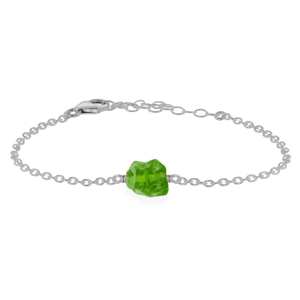 Raw Peridot Crystal Nugget Bracelet - Raw Peridot Crystal Nugget Bracelet - Stainless Steel - Luna Tide Handmade Crystal Jewellery