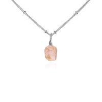 Raw Crystal Pendant Necklace - Pink Peruvian Opal - Stainless Steel Satellite - Luna Tide Handmade Jewellery