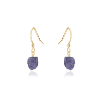 Raw Purple Tanzanite Crystal Dangle Drop Earrings - Raw Purple Tanzanite Crystal Dangle Drop Earrings - 14k Gold Fill - Luna Tide Handmade Crystal Jewellery