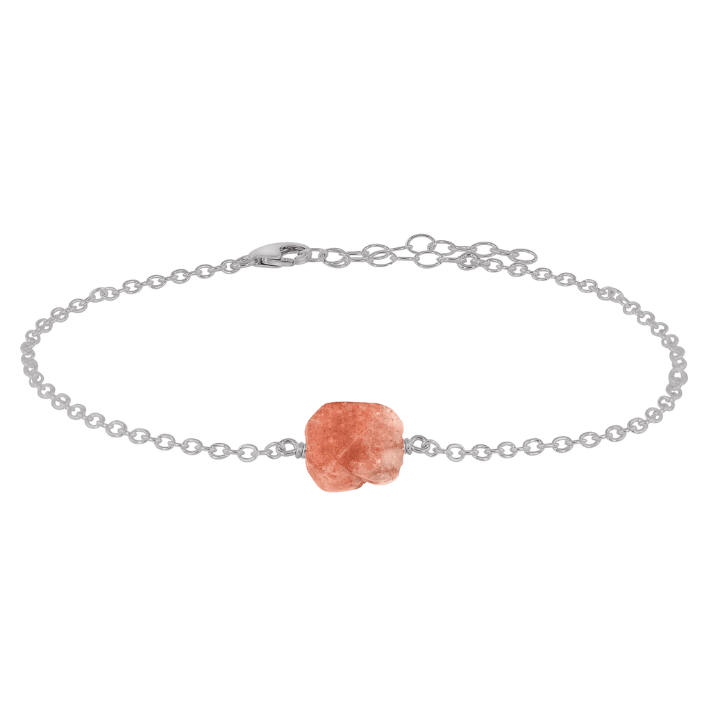 Raw Sunstone Crystal Nugget Anklet - Raw Sunstone Crystal Nugget Anklet - Stainless Steel - Luna Tide Handmade Crystal Jewellery