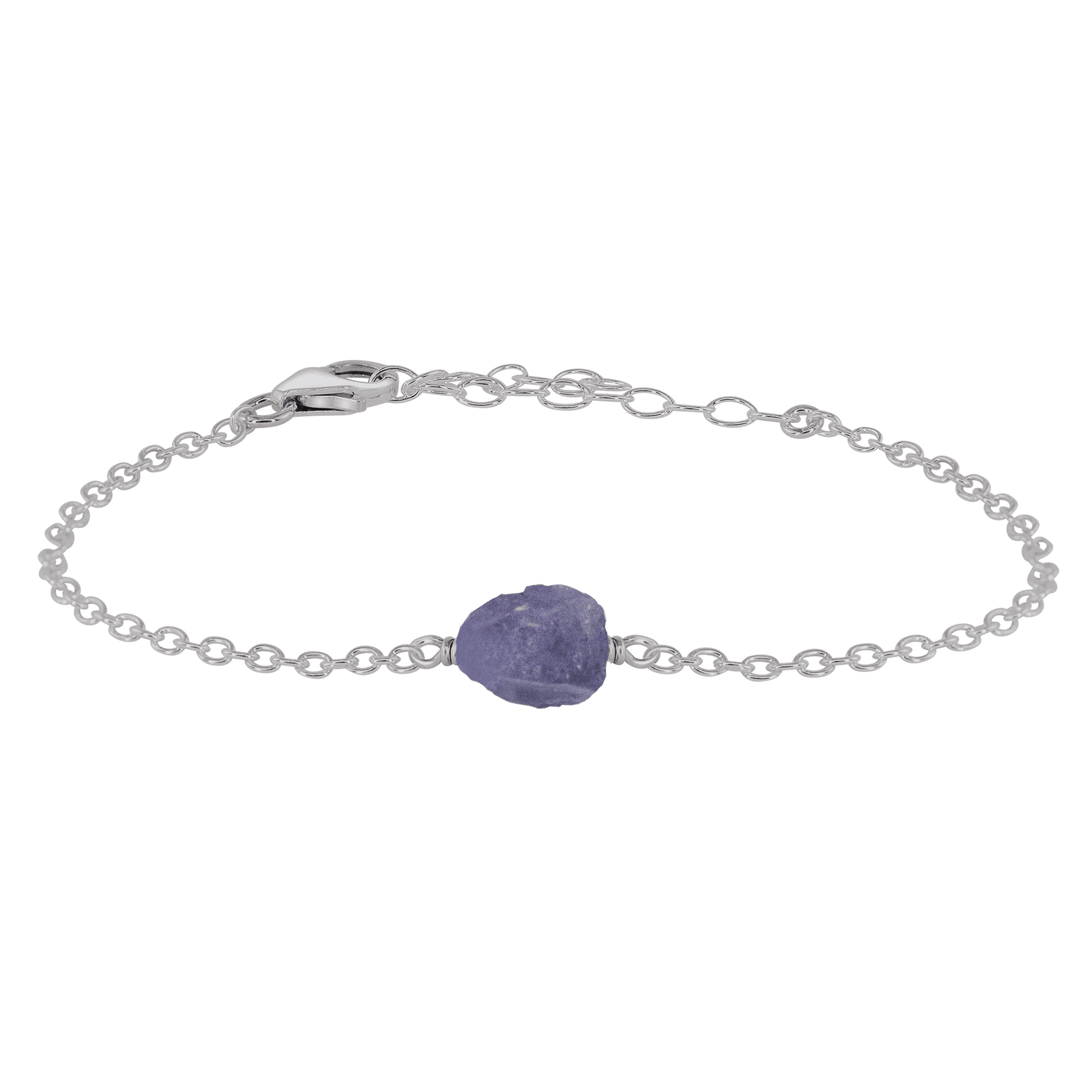 Raw Tanzanite Crystal Nugget Bracelet - Raw Tanzanite Crystal Nugget Bracelet - Sterling Silver - Luna Tide Handmade Crystal Jewellery