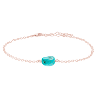 Raw Nugget Anklet - Turquoise - 14K Rose Gold Fill - Luna Tide Handmade Jewellery