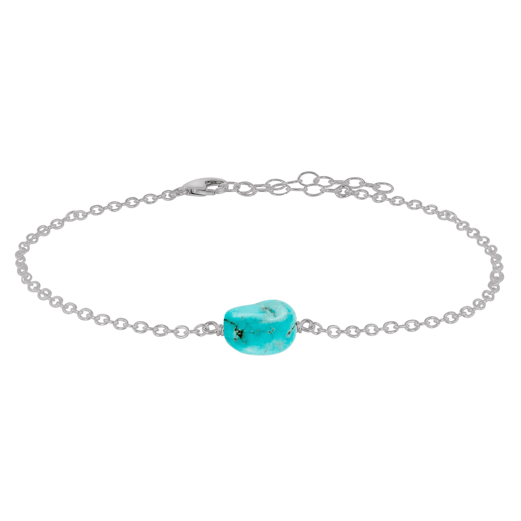 Raw Turquoise Crystal Nugget Anklet - Raw Turquoise Crystal Nugget Anklet - Stainless Steel - Luna Tide Handmade Crystal Jewellery
