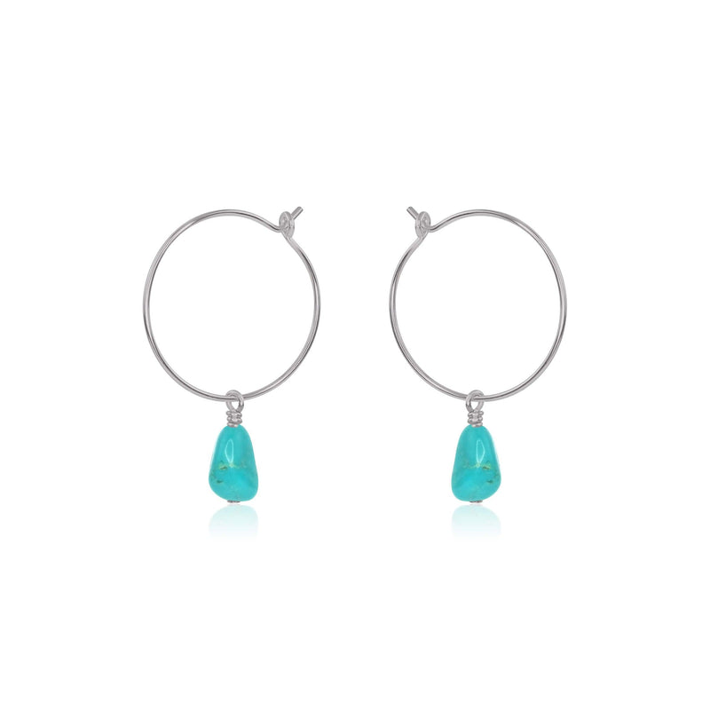 Raw Nugget Hoop Earrings - Turquoise - Stainless Steel - Luna Tide Handmade Jewellery
