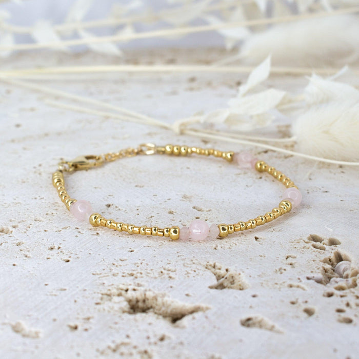 Rose Quartz Ancient Tides Bracelet - Rose Quartz Ancient Tides Bracelet - 14k Gold Fill - Luna Tide Handmade Crystal Jewellery