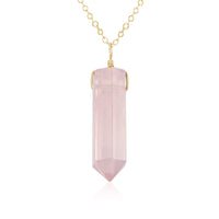 Rose Quartz Gemstone Generator Tower Point Pendant Necklace - Rose Quartz Gemstone Generator Tower Point Pendant Necklace - 14k Gold Fill / Cable - Luna Tide Handmade Crystal Jewellery