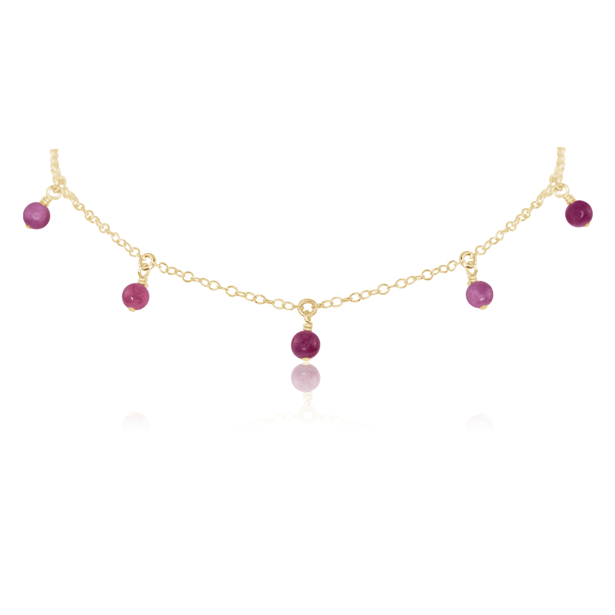 Ruby Bead Drop Choker - Ruby Bead Drop Choker - 14k Gold Fill - Luna Tide Handmade Crystal Jewellery