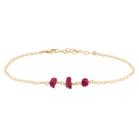 Beaded Chain Anklet - Ruby - 14K Gold Fill - Luna Tide Handmade Jewellery