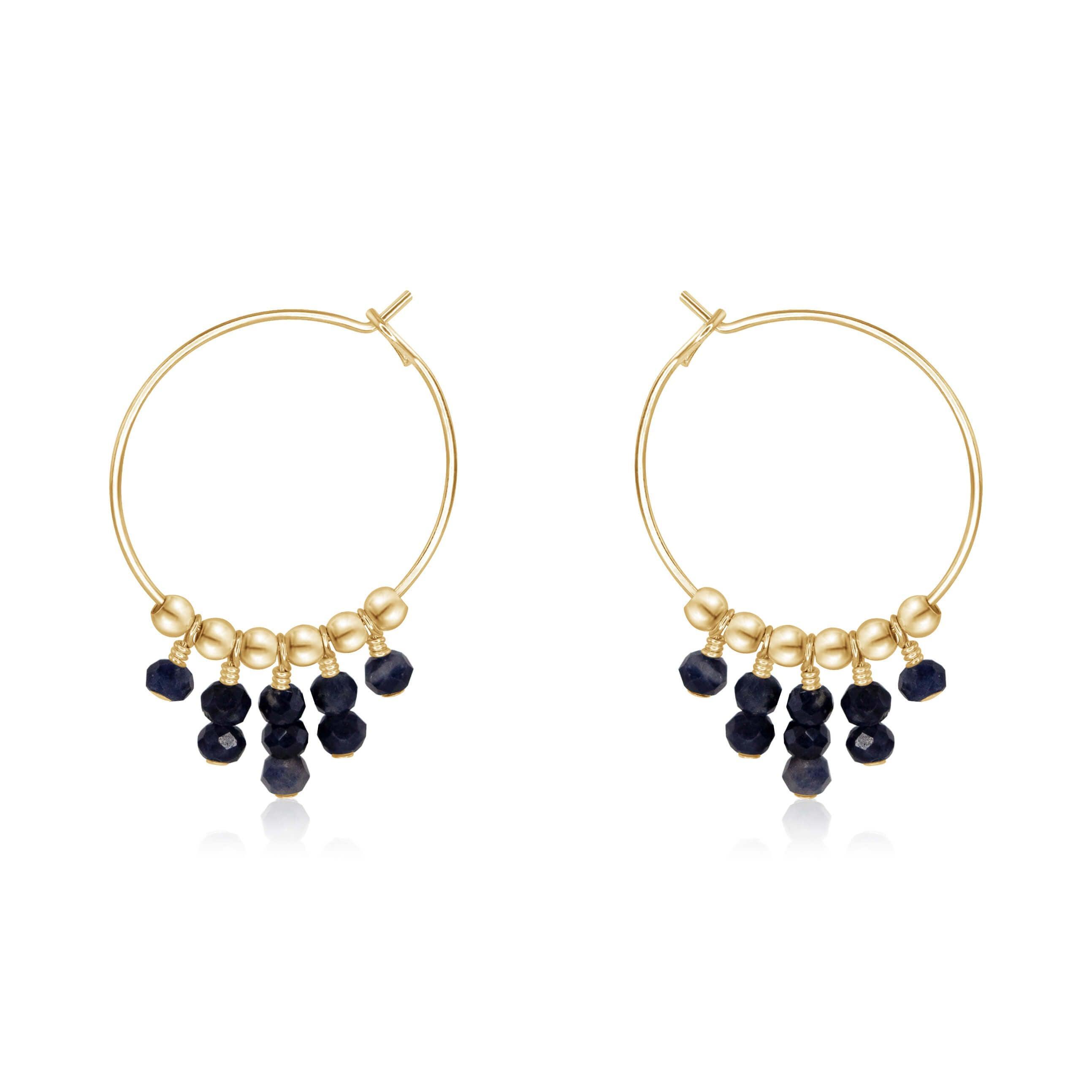 Sapphire Statement Hoop Earrings - Sapphire Statement Hoop Earrings - 14k Gold Fill - Luna Tide Handmade Crystal Jewellery