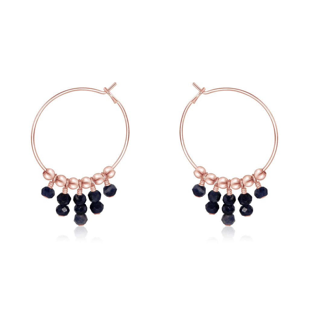 Sapphire Statement Hoop Earrings - Sapphire Statement Hoop Earrings - 14k Rose Gold Fill - Luna Tide Handmade Crystal Jewellery