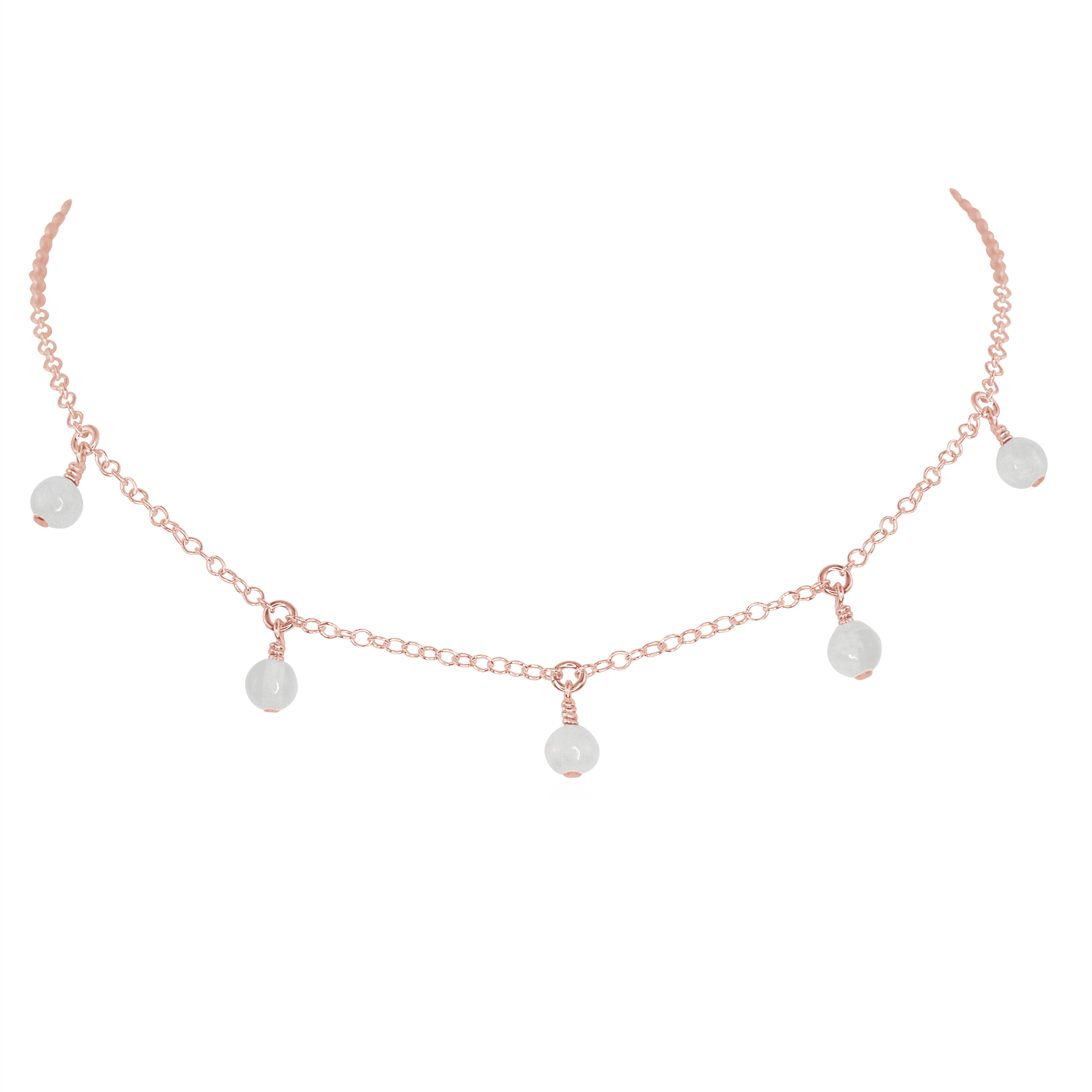 Selenite Bead Drop Choker - Selenite Bead Drop Choker - 14k Rose Gold Fill - Luna Tide Handmade Crystal Jewellery