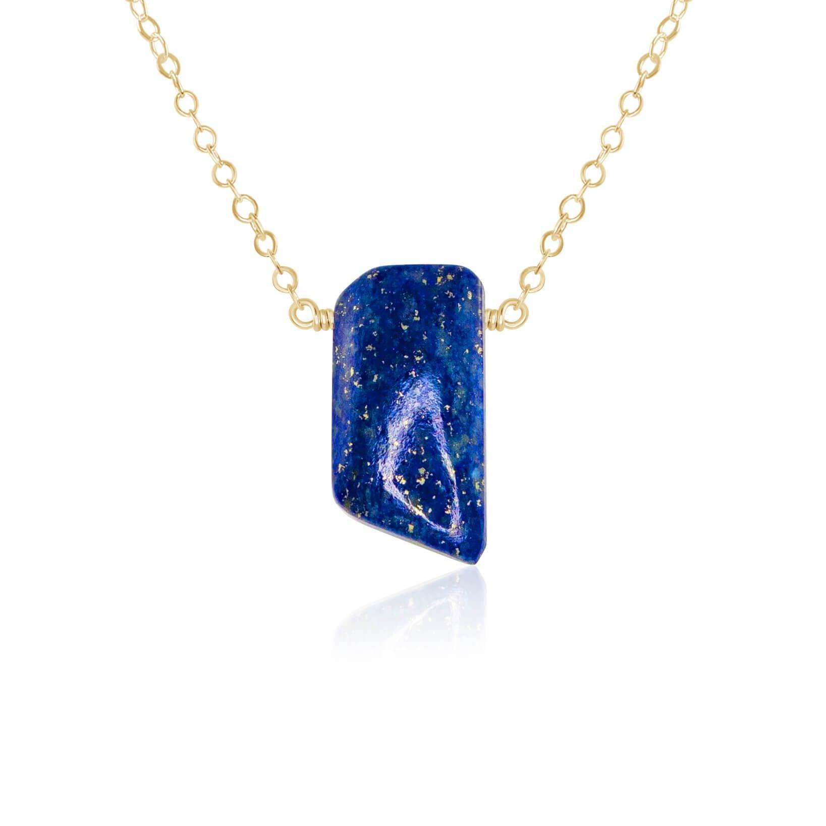 Small Smooth Blue Lapis Lazuli Crystal Slab Necklace - Small Smooth Blue Lapis Lazuli Crystal Slab Necklace - 14k Gold Fill - Luna Tide Handmade Crystal Jewellery
