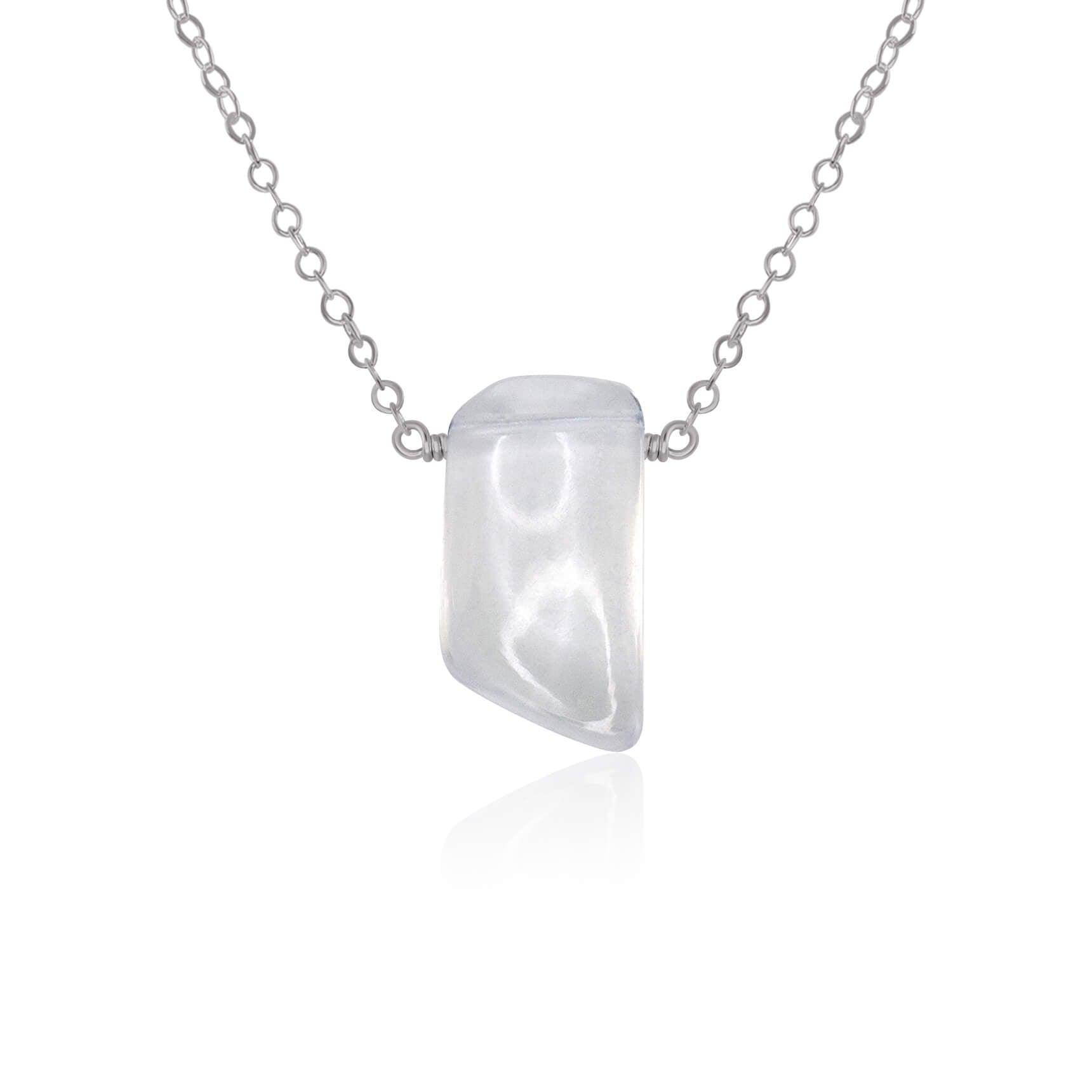 Small Smooth Clear Crystal Quartz Crystal Slab Necklace - Small Smooth Clear Crystal Quartz Crystal Slab Necklace - Stainless Steel - Luna Tide Handmade Crystal Jewellery