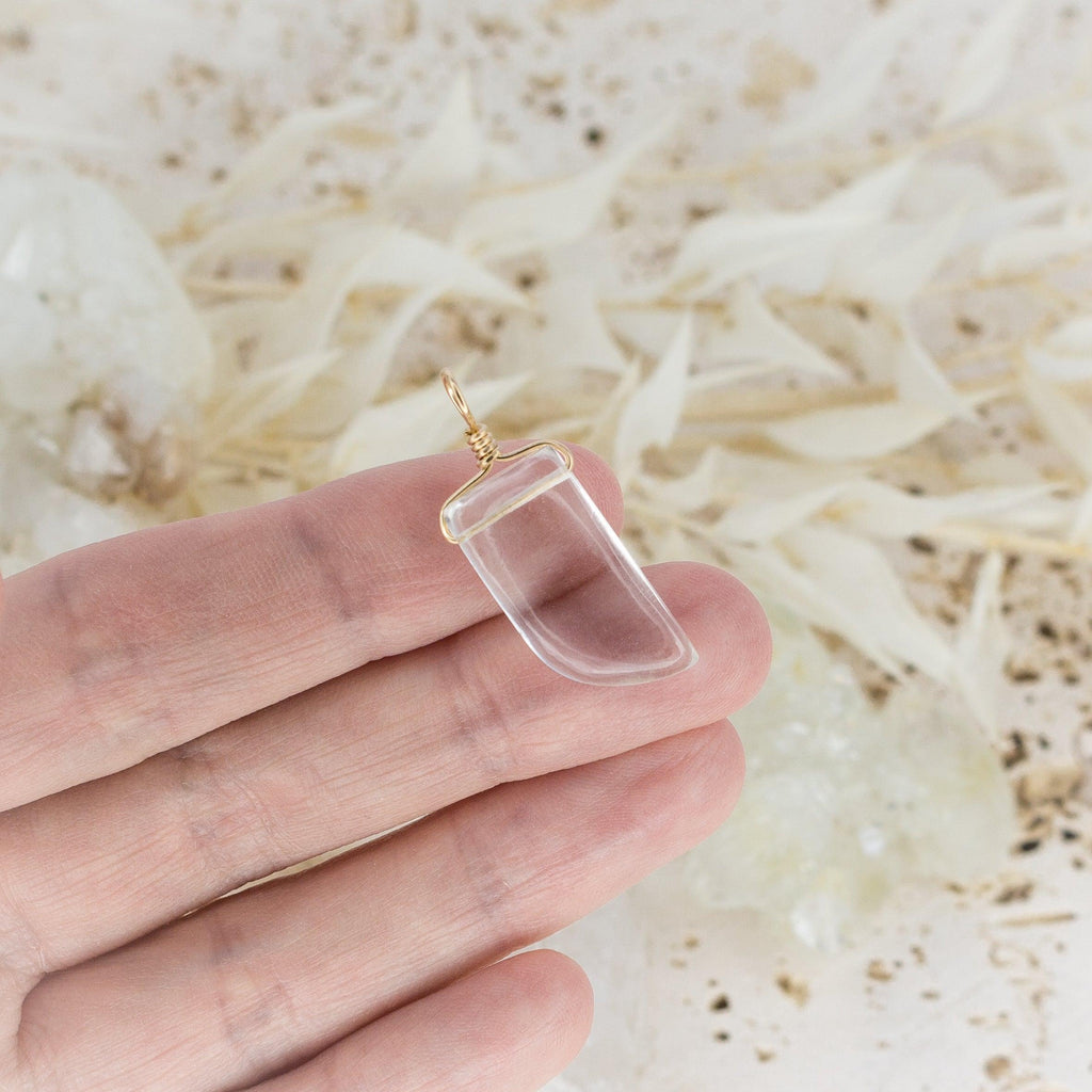 Small Smooth Crystal Quartz Crystal Pendant with Gentle Point - Small Smooth Crystal Quartz Crystal Pendant with Gentle Point - 14k Gold Fill - Luna Tide Handmade Crystal Jewellery