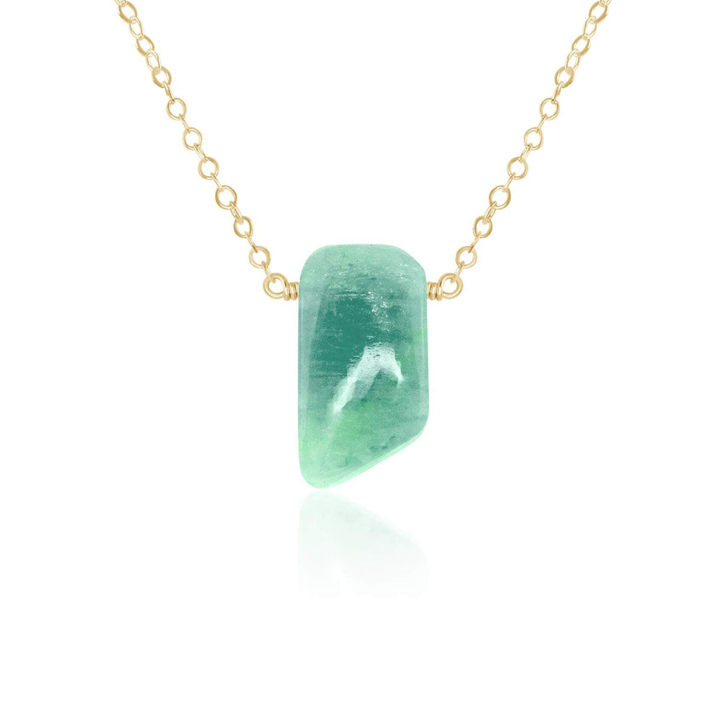 Small Smooth Green Amazonite Crystal Slab Necklace - Small Smooth Green Amazonite Crystal Slab Necklace - 14k Gold Fill - Luna Tide Handmade Crystal Jewellery
