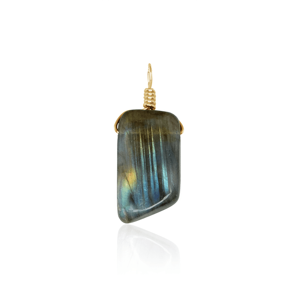 Small Smooth Labradorite Crystal Pendant with Gentle Point - Small Smooth Labradorite Crystal Pendant with Gentle Point - 14k Gold Fill - Luna Tide Handmade Crystal Jewellery