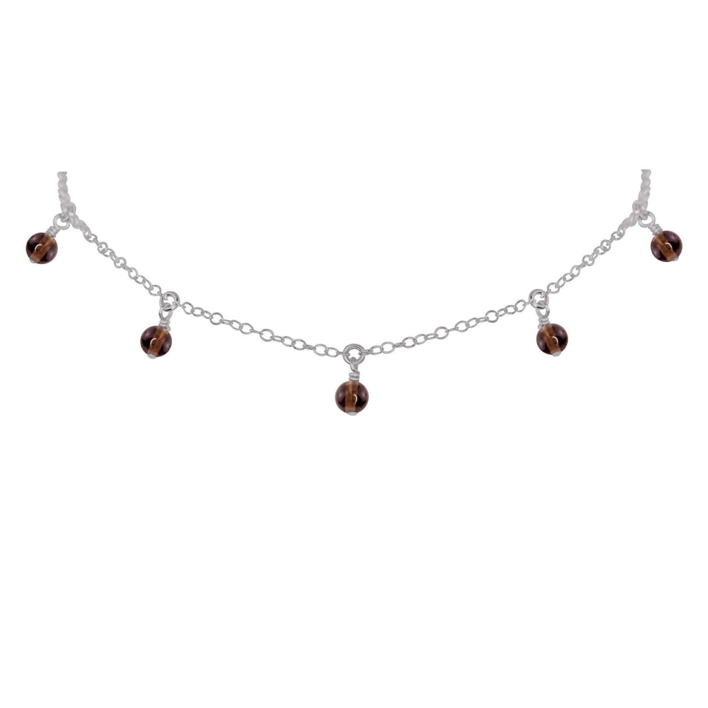 Smoky Quartz Bead Drop Choker - Smoky Quartz Bead Drop Choker - Stainless Steel - Luna Tide Handmade Crystal Jewellery
