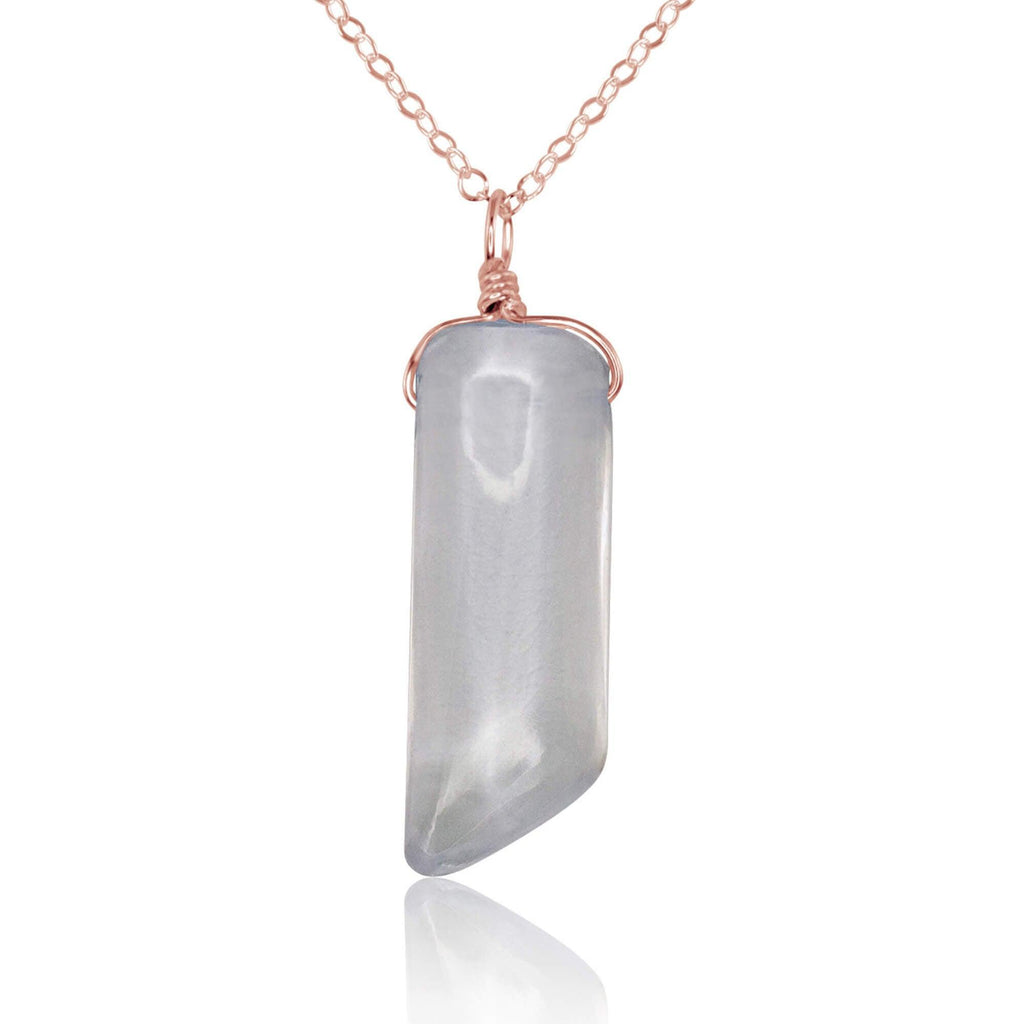Smooth Crystal Quartz Natural Point Crystal Necklace - Smooth Crystal Quartz Natural Point Crystal Necklace - 14k Rose Gold Fill / Cable - Luna Tide Handmade Crystal Jewellery