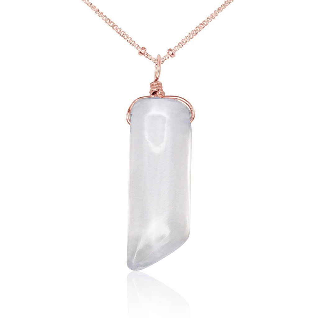 Smooth Crystal Quartz Natural Point Crystal Necklace - Smooth Crystal Quartz Natural Point Crystal Necklace - 14k Rose Gold Fill / Satellite - Luna Tide Handmade Crystal Jewellery