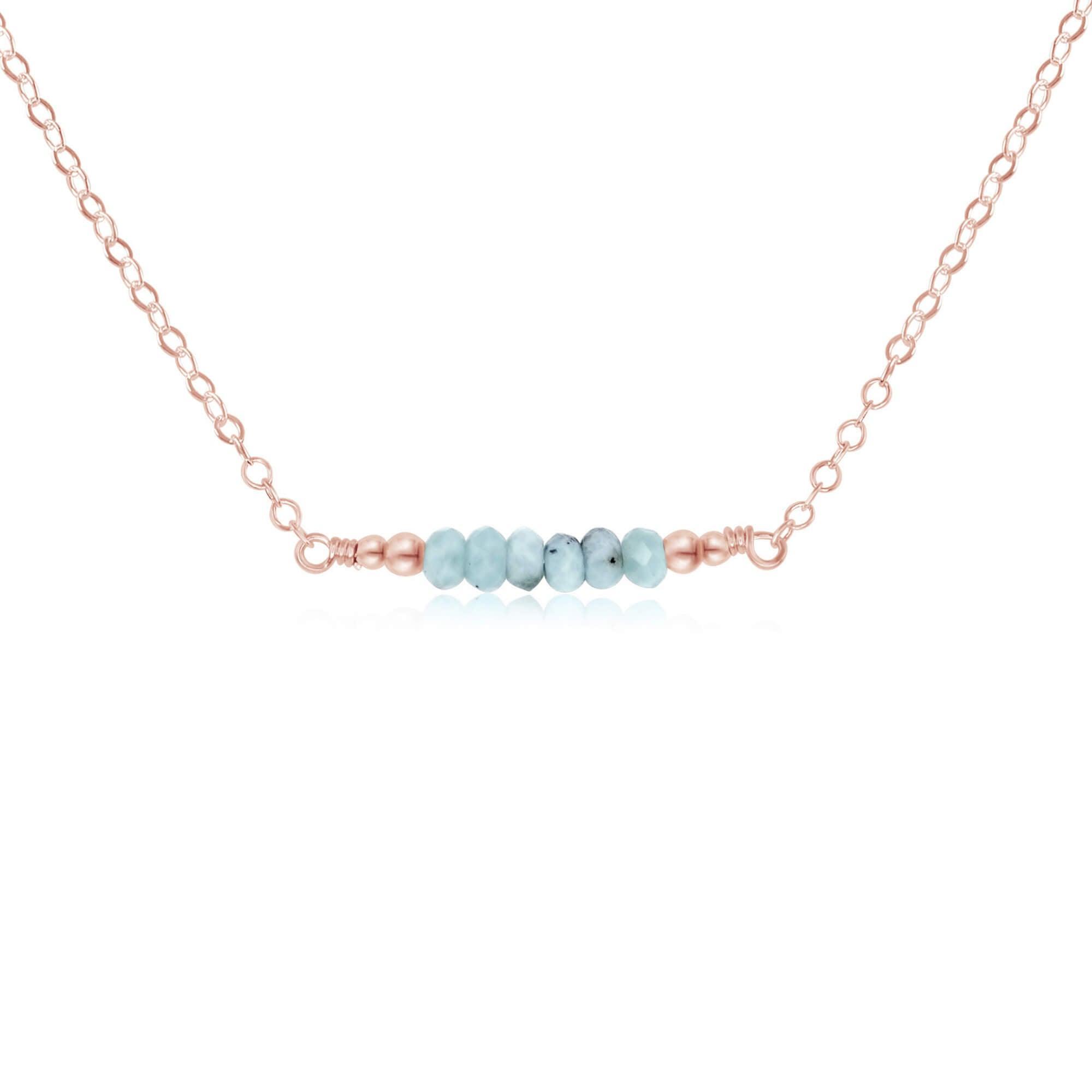 Sparkling Blue Larimar Faceted Bead Bar Necklace - Sparkling Blue Larimar Faceted Bead Bar Necklace - 14k Rose Gold Fill - Luna Tide Handmade Crystal Jewellery