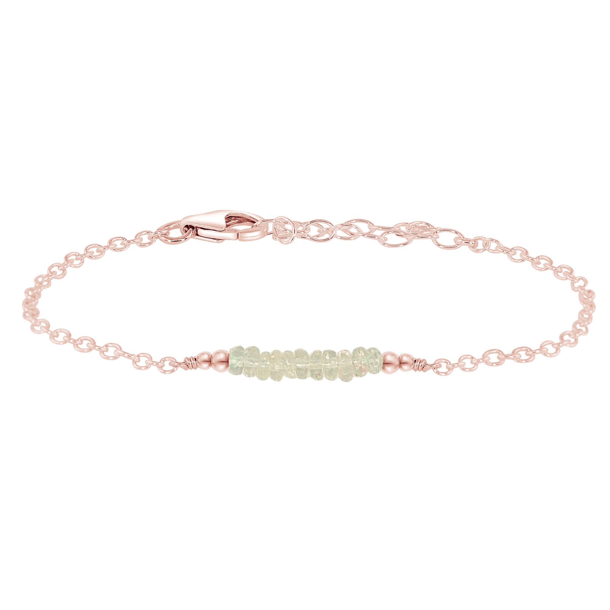 Sparkling Ethiopian Opal Gemstone Faceted Bead Bar Bracelet - Sparkling Ethiopian Opal Gemstone Faceted Bead Bar Bracelet - 14k Rose Gold Fill - Luna Tide Handmade Crystal Jewellery
