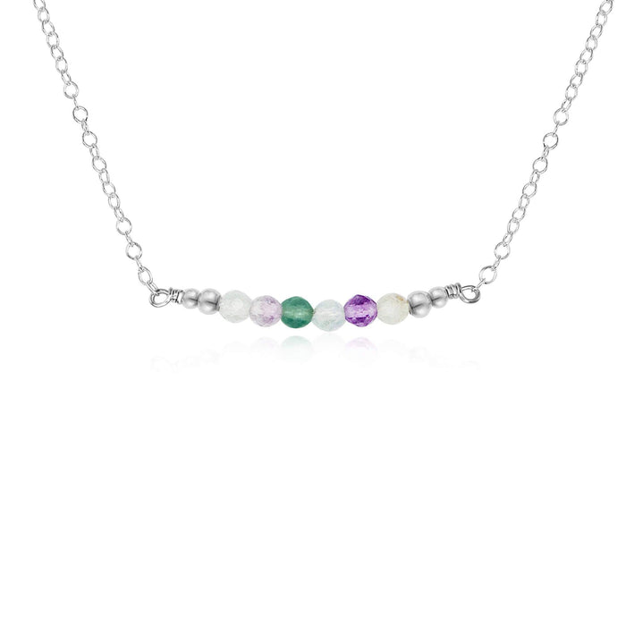 Sparkling Fluorite Faceted Bead Bar Necklace - Sparkling Fluorite Faceted Bead Bar Necklace - Sterling Silver - Luna Tide Handmade Crystal Jewellery
