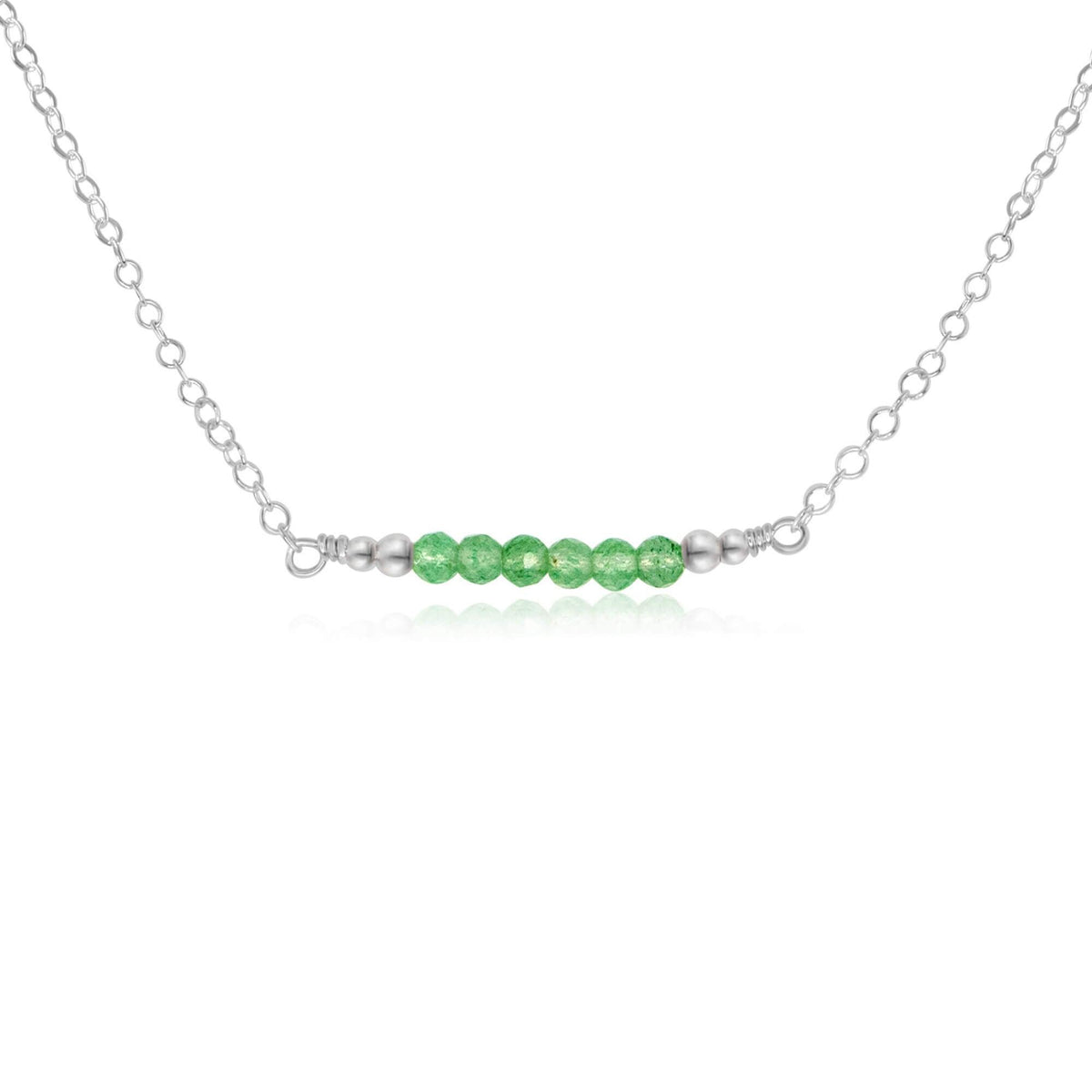 Faceted Bead Bar Necklace - Aventurine - Sterling Silver - Luna Tide Handmade Jewellery