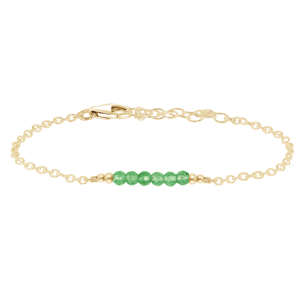 Sparkling Green Aventurine Gemstone Faceted Bead Bar Bracelet - Sparkling Green Aventurine Gemstone Faceted Bead Bar Bracelet - 14k Gold Fill - Luna Tide Handmade Crystal Jewellery