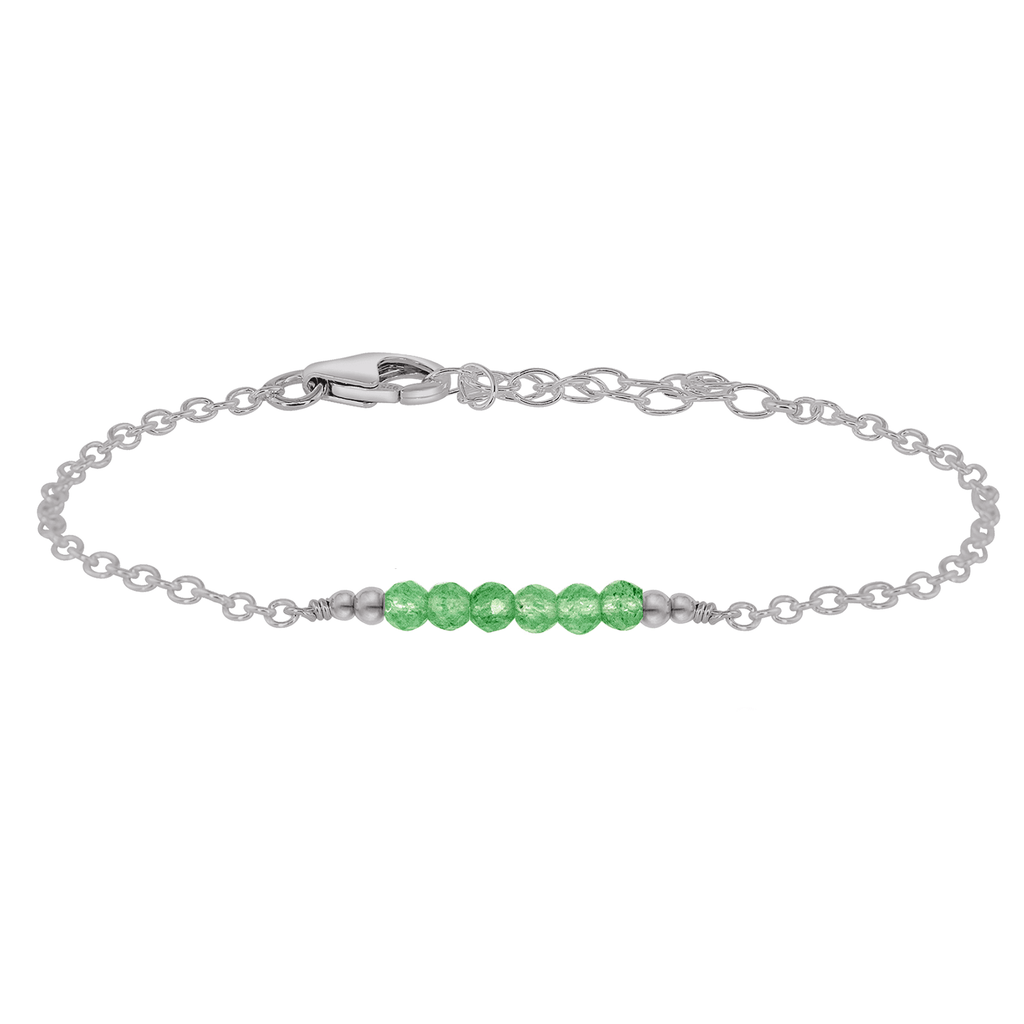Sparkling Green Aventurine Gemstone Faceted Bead Bar Bracelet - Sparkling Green Aventurine Gemstone Faceted Bead Bar Bracelet - Stainless Steel - Luna Tide Handmade Crystal Jewellery
