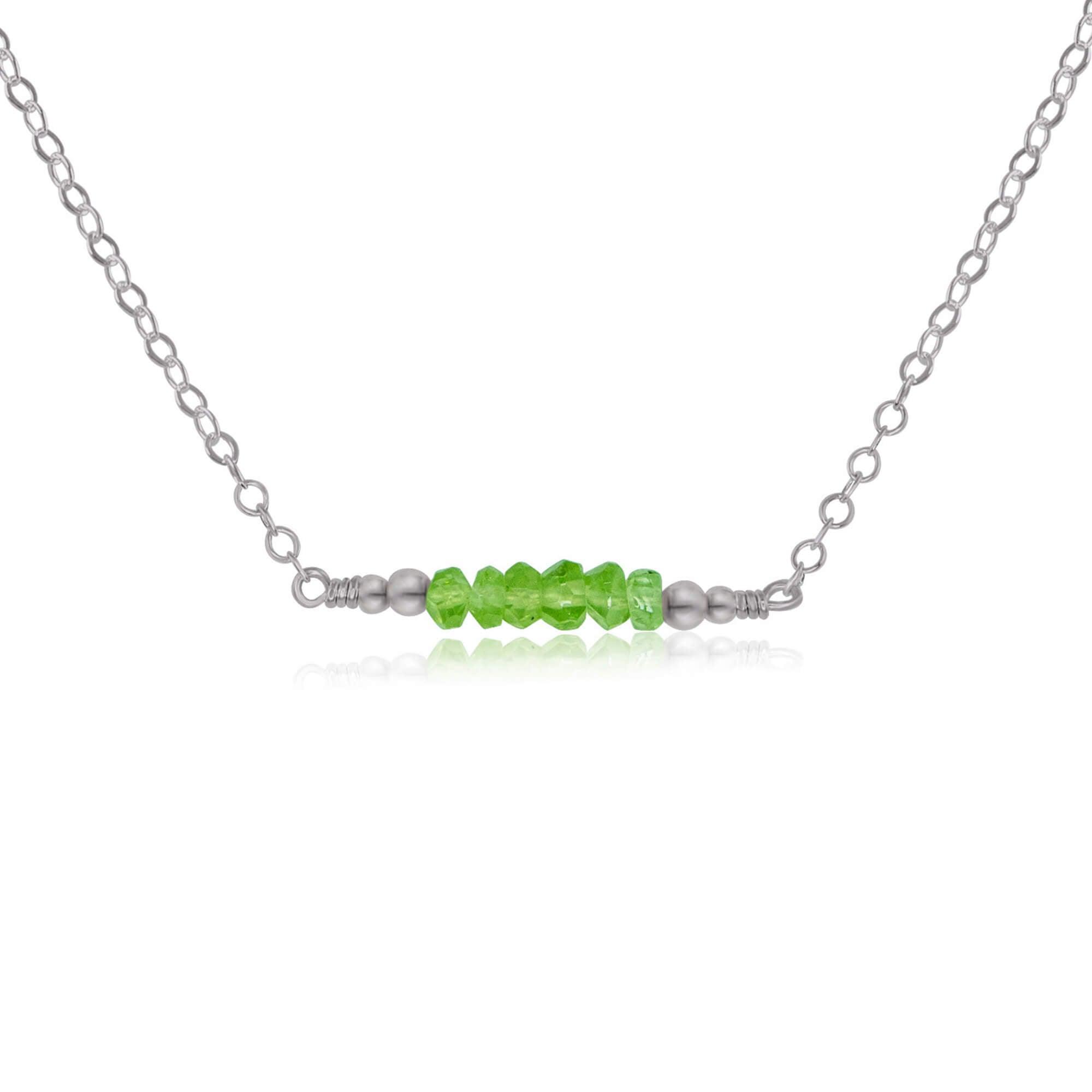 Sparkling Green Peridot Faceted Bead Bar Necklace - Sparkling Green Peridot Faceted Bead Bar Necklace - Stainless Steel - Luna Tide Handmade Crystal Jewellery