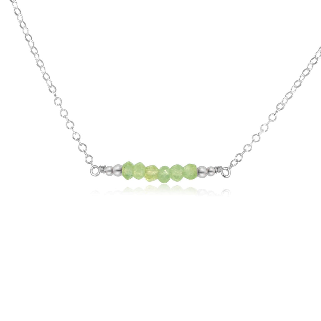 Sparkling Green Prehnite Faceted Bead Bar Necklace - Sparkling Green Prehnite Faceted Bead Bar Necklace - Sterling Silver - Luna Tide Handmade Crystal Jewellery