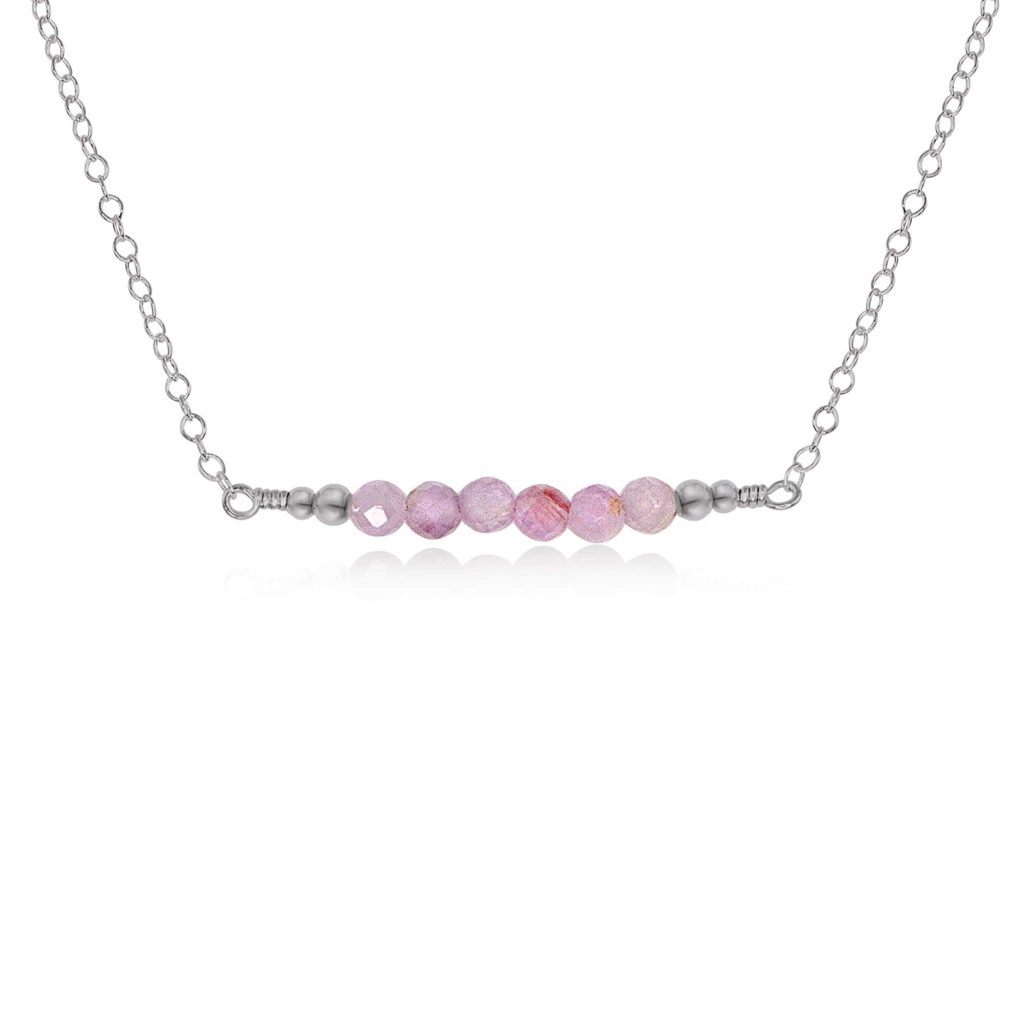 Sparkling Kunzite Faceted Bead Bar Necklace - Sparkling Kunzite Faceted Bead Bar Necklace - Stainless Steel - Luna Tide Handmade Crystal Jewellery