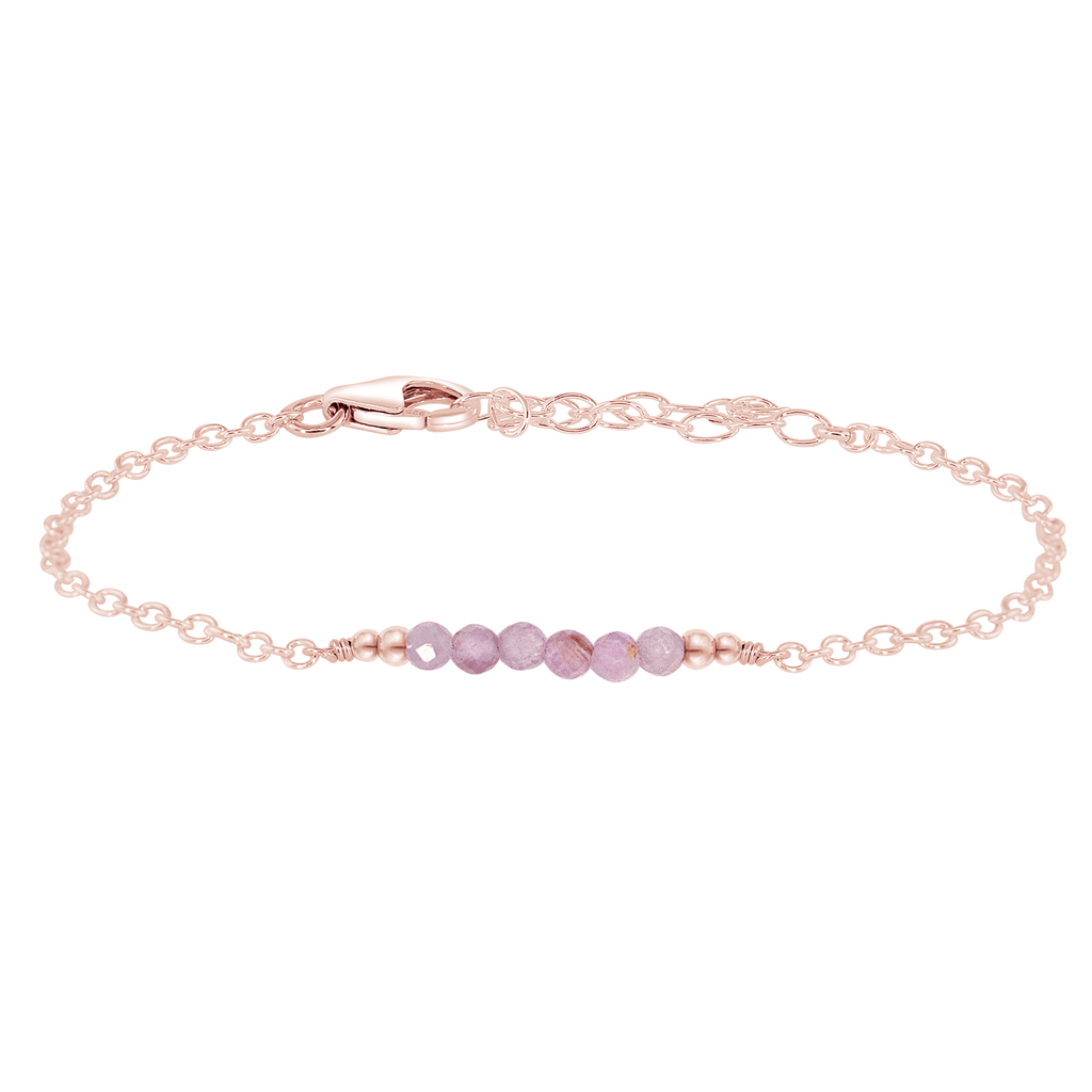 Sparkling Purple Kunzite Gemstone Faceted Bead Bar Bracelet - Sparkling Purple Kunzite Gemstone Faceted Bead Bar Bracelet - 14k Rose Gold Fill - Luna Tide Handmade Crystal Jewellery