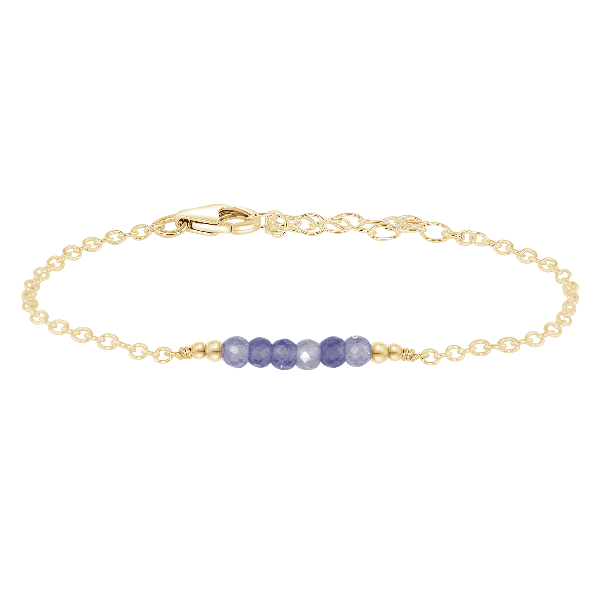 Sparkling Purple Tanzanite Gemstone Faceted Bead Bar Bracelet - Sparkling Purple Tanzanite Gemstone Faceted Bead Bar Bracelet - 14k Gold Fill - Luna Tide Handmade Crystal Jewellery