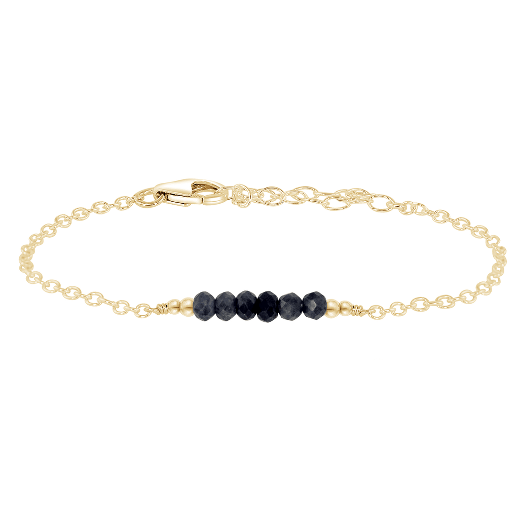 Sparkling Sapphire Gemstone Faceted Bead Bar Bracelet - Sparkling Sapphire Gemstone Faceted Bead Bar Bracelet - 14k Gold Fill - Luna Tide Handmade Crystal Jewellery