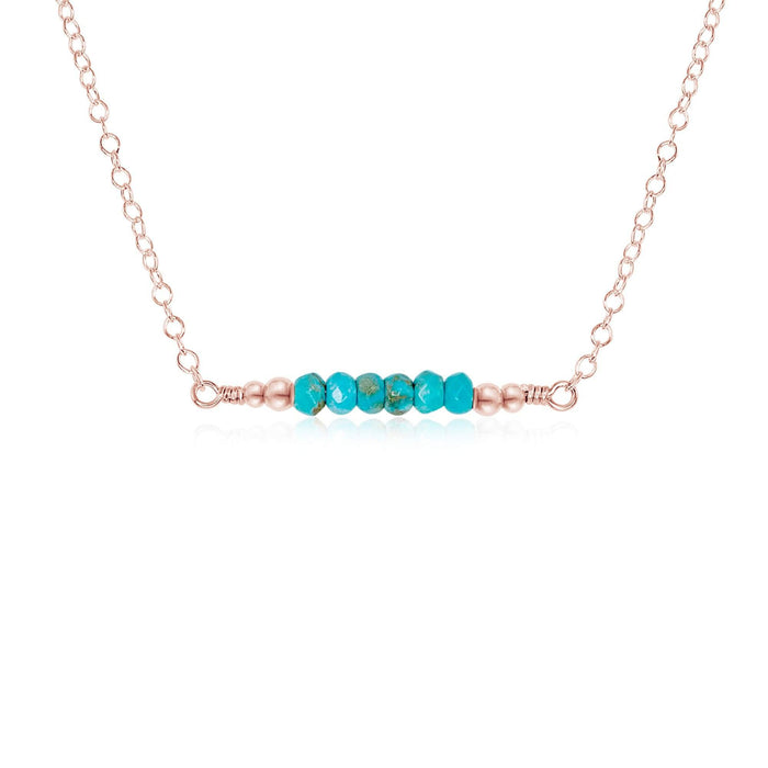 Sparkling Turquoise Faceted Bead Bar Necklace - Sparkling Turquoise Faceted Bead Bar Necklace - 14k Rose Gold Fill - Luna Tide Handmade Crystal Jewellery