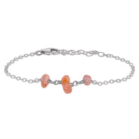 Beaded Chain Bracelet - Sunstone - Stainless Steel - Luna Tide Handmade Jewellery