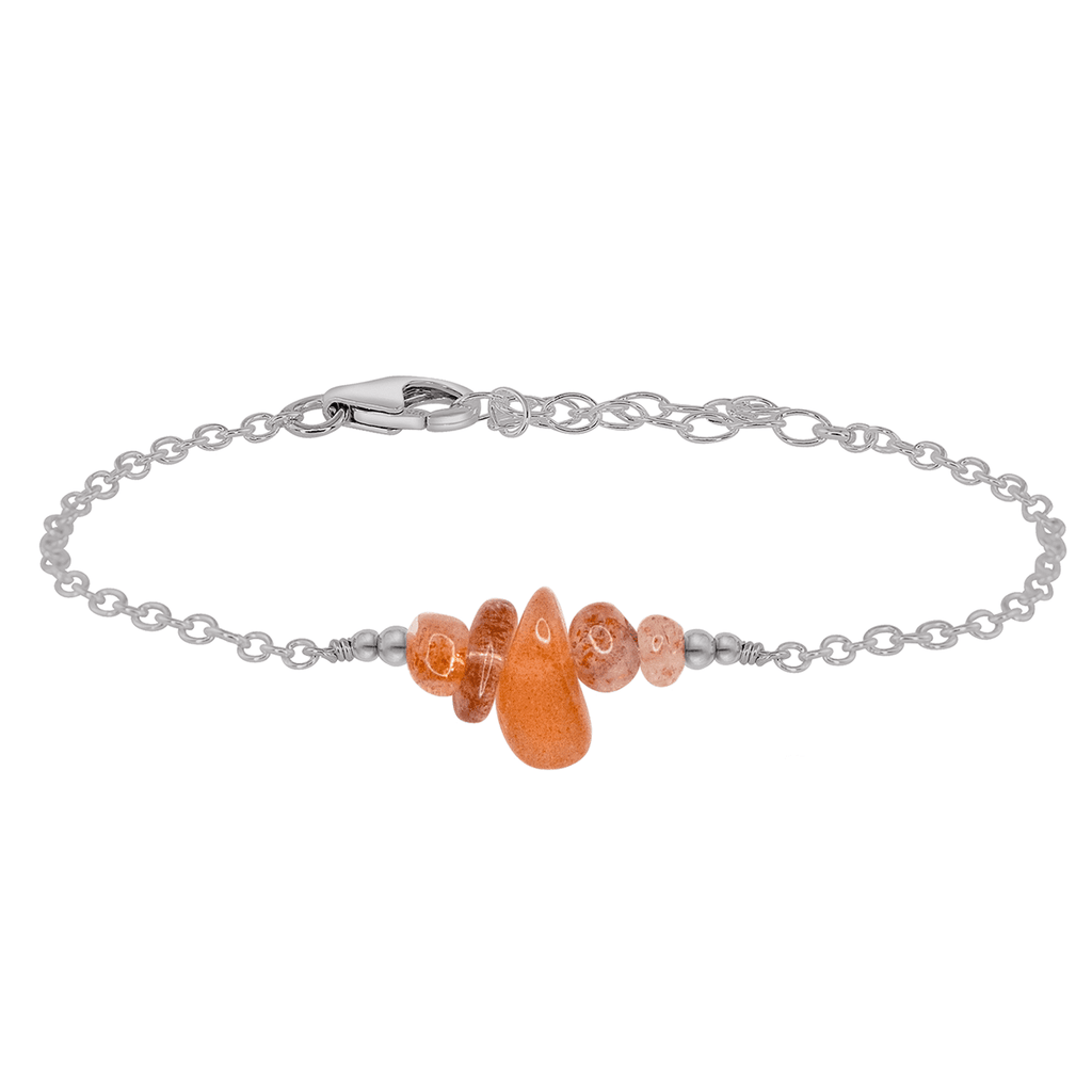Sunstone Chip Bead Bar Bracelet - Sunstone Chip Bead Bar Bracelet - Stainless Steel - Luna Tide Handmade Crystal Jewellery