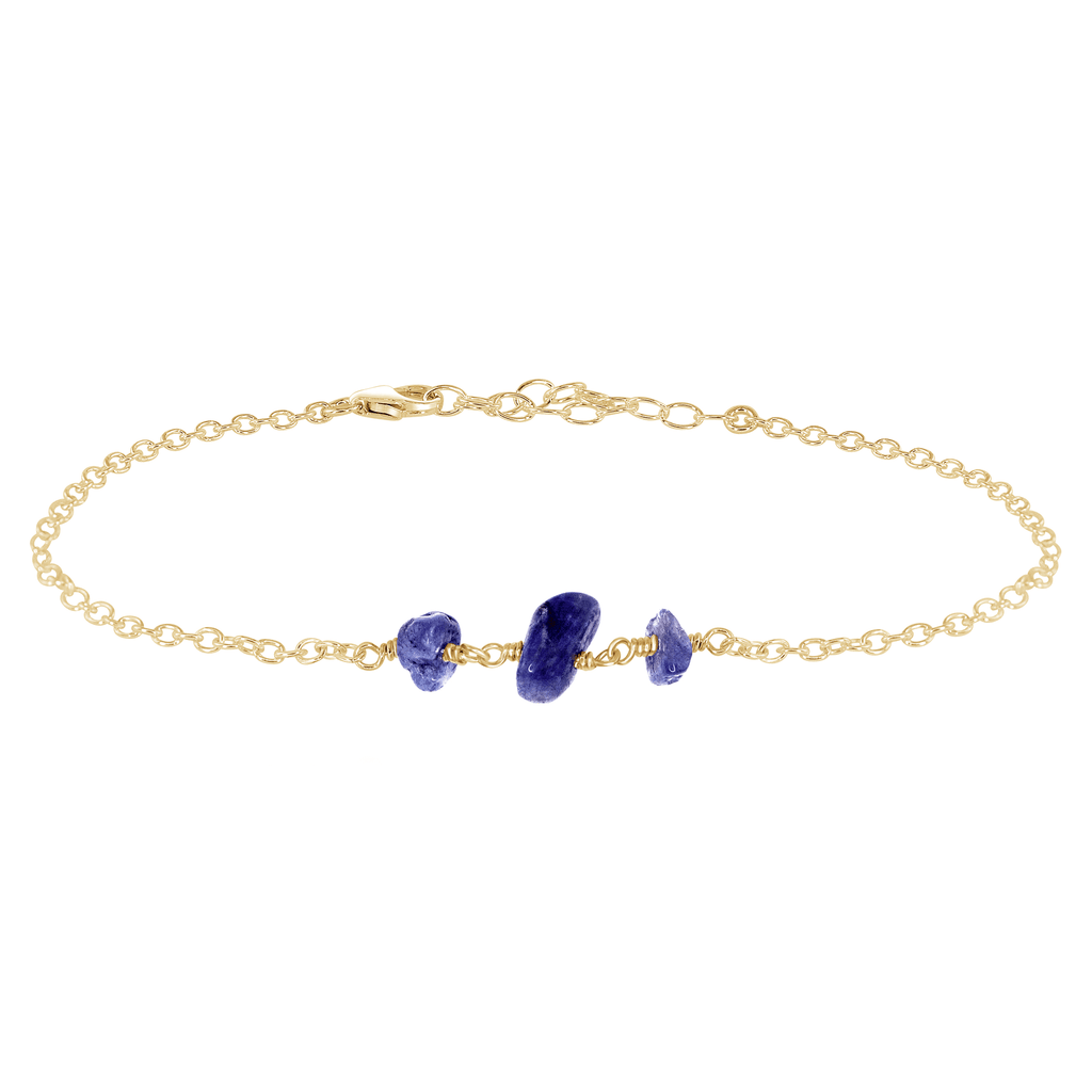 Tanzanite Beaded Chain Anklet - Tanzanite Beaded Chain Anklet - 14k Gold Fill - Luna Tide Handmade Crystal Jewellery