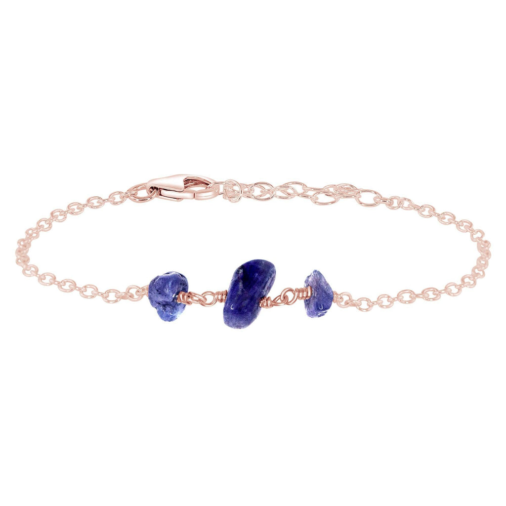 Tanzanite Beaded Chain Bracelet - Tanzanite Beaded Chain Bracelet - 14k Rose Gold Fill - Luna Tide Handmade Crystal Jewellery