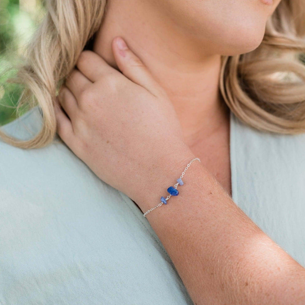 Tanzanite Beaded Chain Bracelet - Tanzanite Beaded Chain Bracelet - Sterling Silver - Luna Tide Handmade Crystal Jewellery