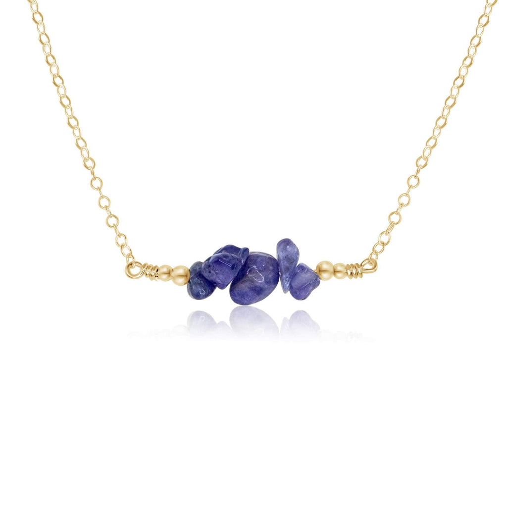 Tanzanite Chip Bead Bar Necklace - Tanzanite Chip Bead Bar Necklace - 14k Gold Fill - Luna Tide Handmade Crystal Jewellery