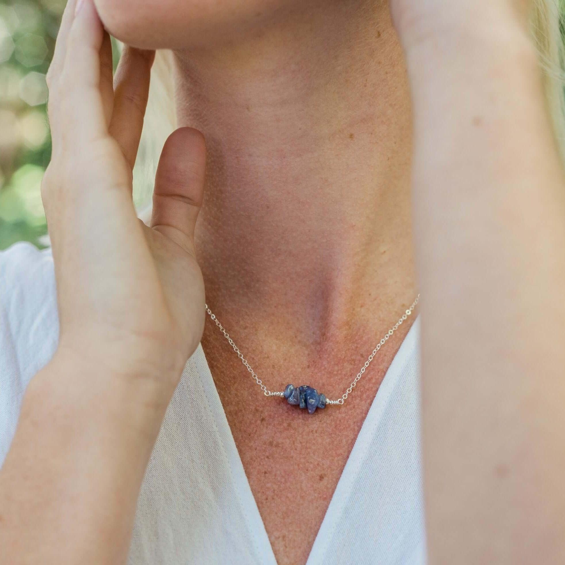 Tanzanite Chip Bead Bar Necklace - Tanzanite Chip Bead Bar Necklace - 14k Gold Fill - Luna Tide Handmade Crystal Jewellery