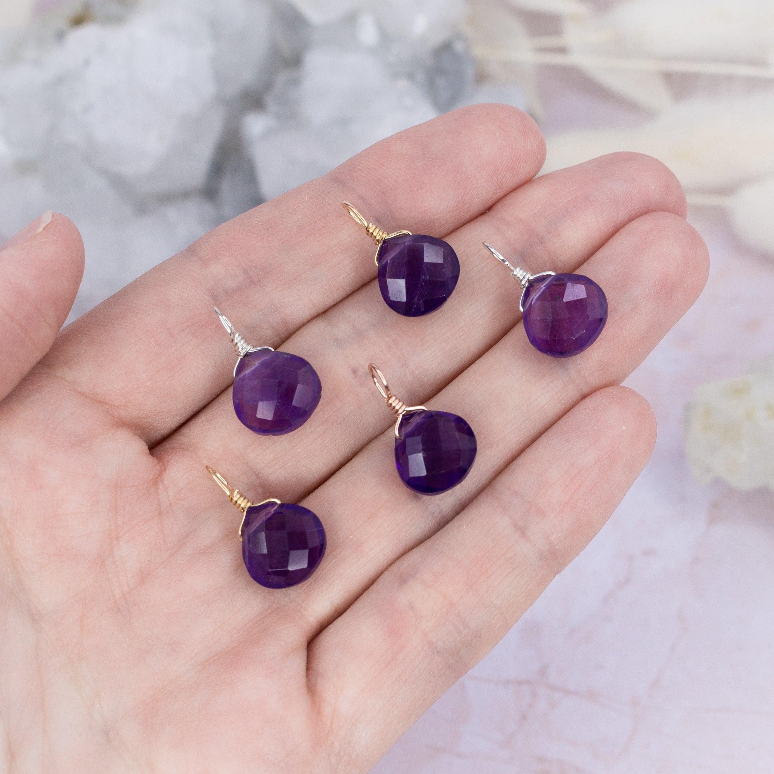 Tiny Amethyst Teardrop Gemstone Pendant - Tiny Amethyst Teardrop Gemstone Pendant - Sterling Silver - Luna Tide Handmade Crystal Jewellery